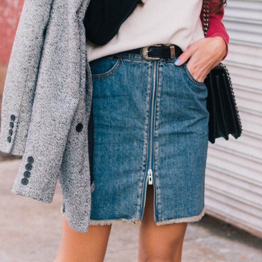 Avec Les Filles Jean Skirt with Zipper